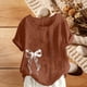 thumbnail image 1 of Xuyuer Women's Casual Linen Round Neck Printed Short Sleeve Button Blouse, Breathable Summer Top for Vacation Wear, Market Days and Relaxed Boho Style, 1 of 5