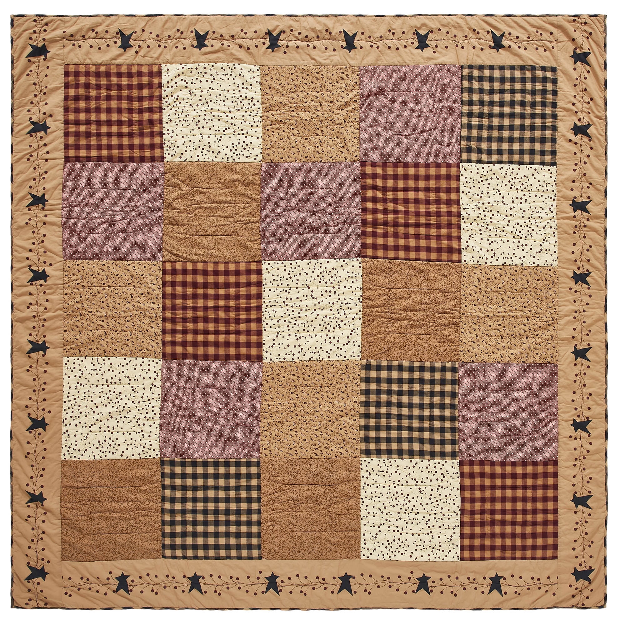 VHC Brands Quilt Queen, Cotton Quilt, Country Bedding, Pip Vinestar Collection, Size - 94x94, Natural