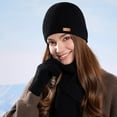 thumbnail image 2 of Oalirro Womens Hat Scarf Glove Sets Christmas Gift Winter Fashion Warm Earmuffs Knitted Hat Wool Cap Hat Scarf 3 Piece Set for Outdoor Casual Hiking, 2 of 6
