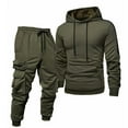 thumbnail image 3 of Mifsaly Mens Sweatsuits 2 Piece Set Winter Hooded Sweatshirt Long Sleeve Hoodie Workout Tracksuit Matching Outfits High Wasit Cargo Pants with Multi Pockets, 3 of 4
