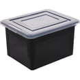 thumbnail image 4 of IRIS USA File Box, Plastic File Organizer with Lids for Letter/Legal File, Portable Document Box For Moving, Storage Bin with Durable and Secure Lid, Stackable Nestable BPA-Free, Clear 35 Qt. 4 Pack, 4 of 8