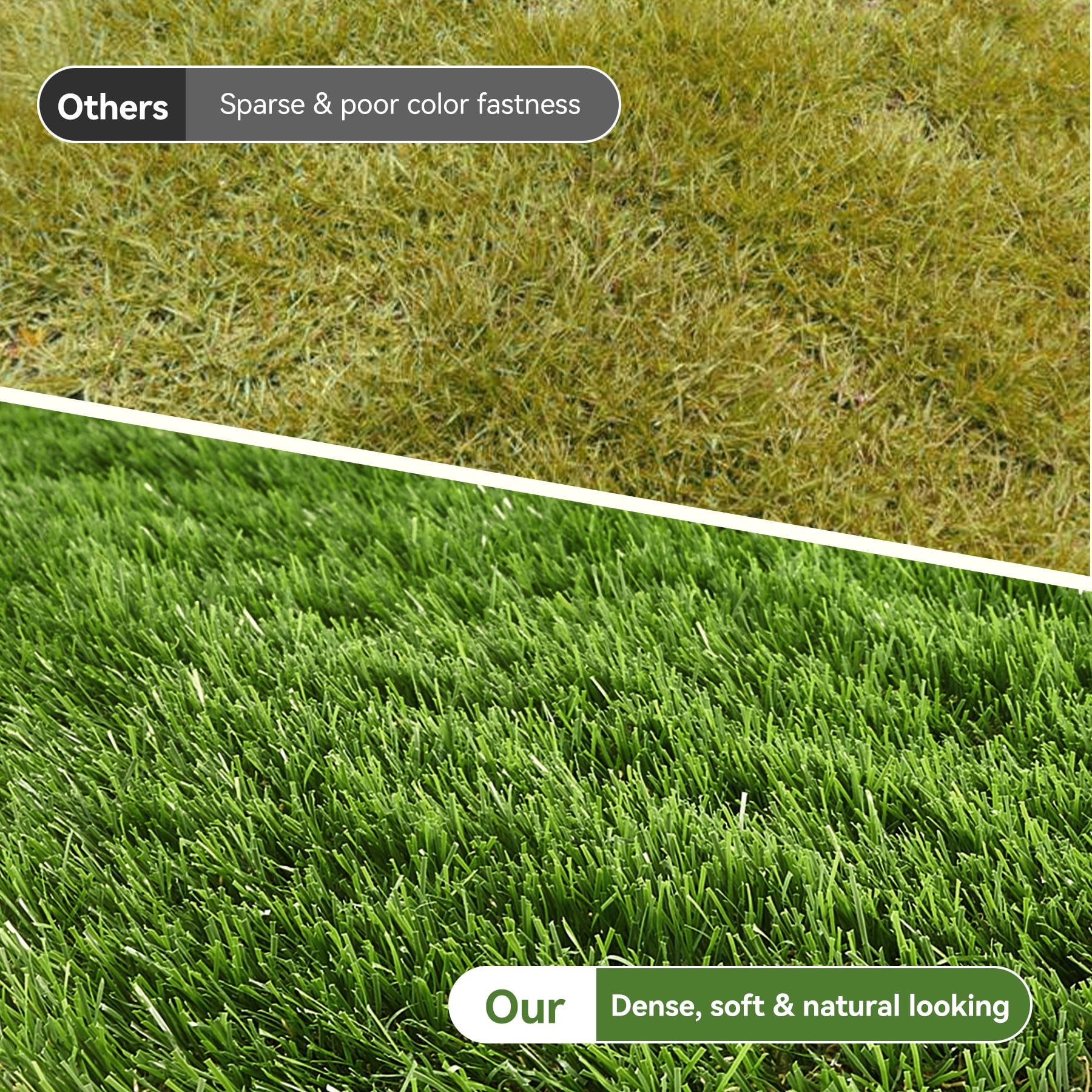 Hawsaiy 3×5ft Artificial Grass Rug, 1.38" Thick Fake Grass Mat with Drainage, UV-Resistant Synthetic Turf for Garden, Patio, Balcony, Kids & Pets