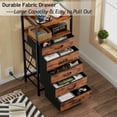 thumbnail image 5 of Furologee Vertical 5 Drawers Dresser, Nightstand with Charging Station for Bedroom, Living Room, Rustic Brown, 5 of 10