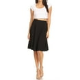 thumbnail image 5 of Women's High Waist Basic Stretchy Casual Solid A-Line Midi Skirts, 5 of 6
