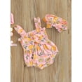thumbnail image 3 of Toddler Girl Cute Romper Set Fruits Pattened Sleeveless Bowknot Romper + Headband Summer Casual Clothes, 3 of 9