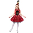 thumbnail image 2 of SiiRoh Kids Girls Shiny Sequins Leotard Dress with Feather Hat Carnival Party Circus Ringmaster Fancy Outfits Red 16, 2 of 7