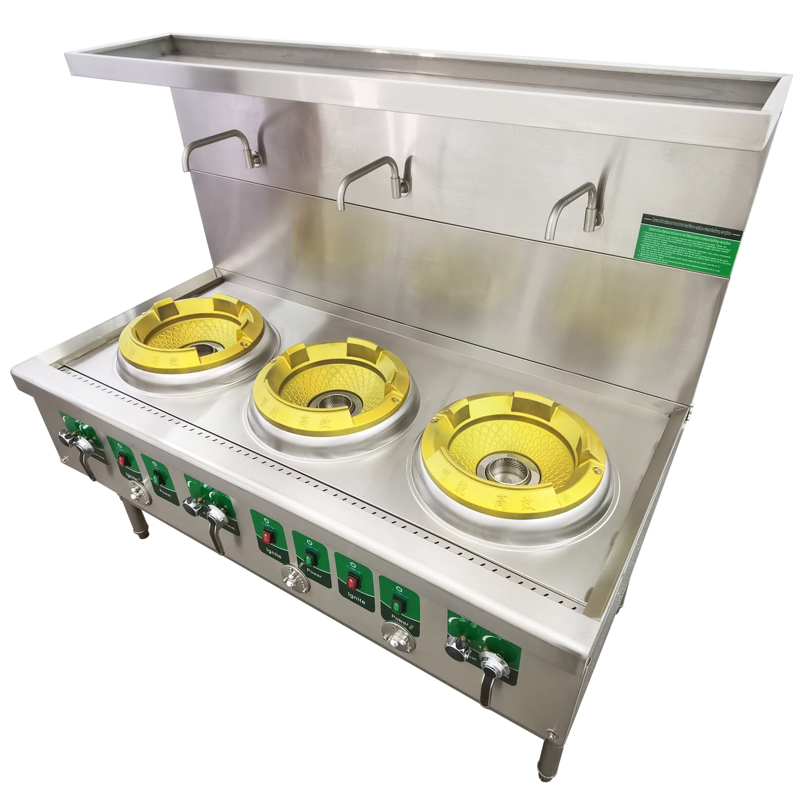 13" LPG and Natural Gas Chamber Triple Burner Open Style Commercial Gas Wok Three-head Gas Stove