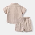 thumbnail image 5 of Toddler boys and girls summer outfit short sleeve shirts top and casual shorts set cute kids clothes Beige 2-3 Years, 5 of 5