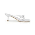 thumbnail image 3 of INSPIRE CHIC Women's Square Toe Strappy Strap Kitten Heels Slide Sandals Silver 6, 3 of 7