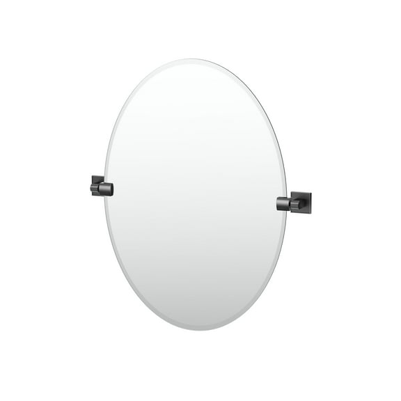 Gatco Mode 24" Frameless Oval Mirror, Matte Black