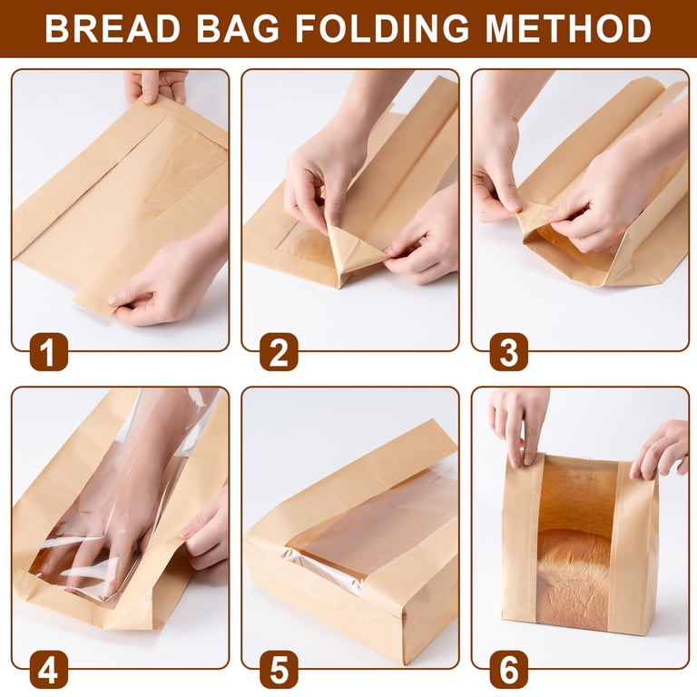 Hengguang Paper Bread Bags, Kraft with Window, 50 Count photo 4
