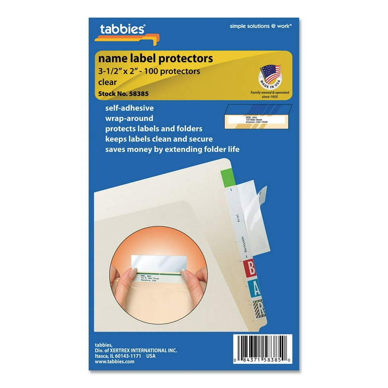 Tabbies Self-adhesive File Folder Label Protectors - 3 1/2 Tabbies Self-adhesive File Folder Label Protectors - 3 1/2
