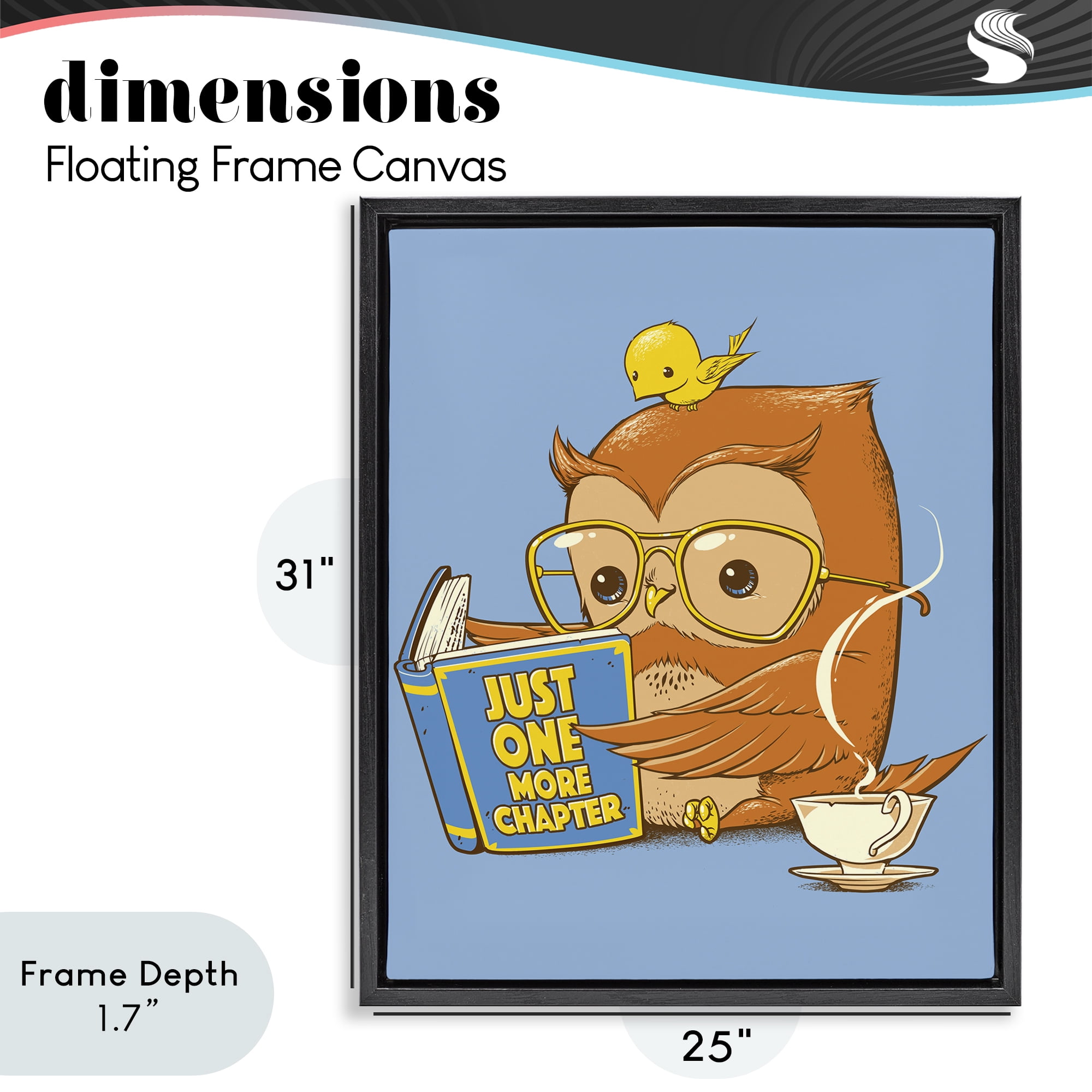 Stupell Industries One More Chapter Owl Black Framed Floater Canvas Wall Art, design by Tobe Fonseca