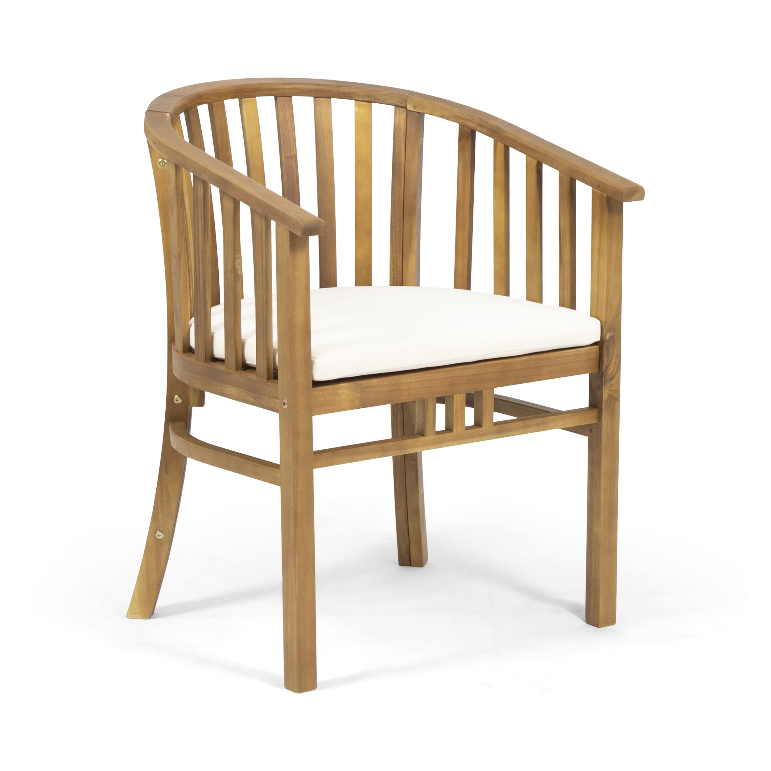 Mintazer Set of 2 Curved Outdoor Arm Chairs, Patio Dining Chairs with Water-Resistant Beige Cushioned, Natural