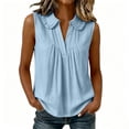 thumbnail image 6 of Kilaqueen Casual Sleeveless Tank Tops for Women, Ruffle Peter Pan Collar Pleated V Neck Flowy Lightweight Solid Boho Blouse Shirts, 6 of 9