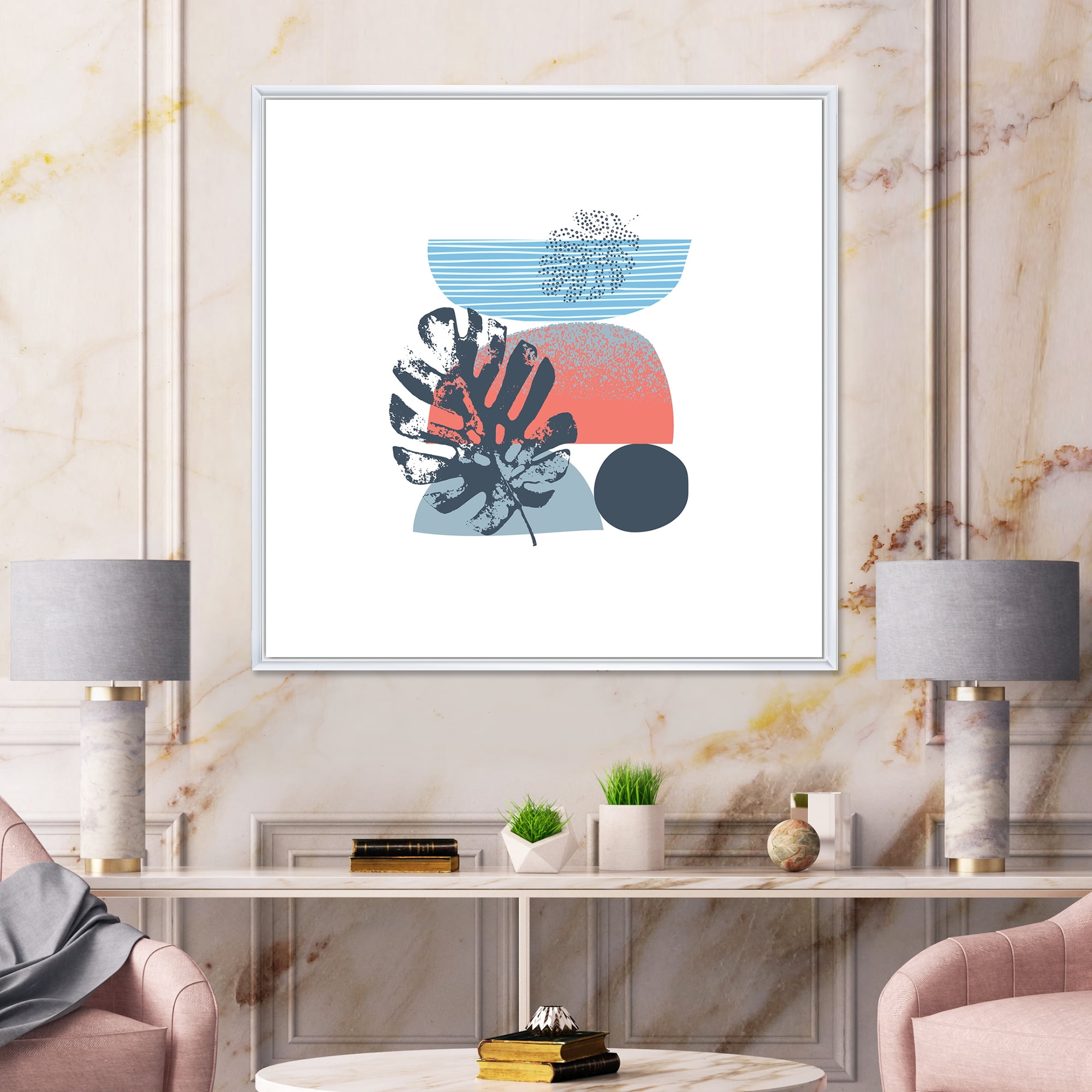 Designart 'Abstract Colorful Geometric Art Collage IV' Modern Framed Canvas Wall Art Print