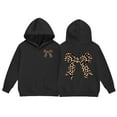 thumbnail image 6 of idosla Hoodies for Teen Girls Fall Sets 2 Piece Outfits Sweatshirts Trendy Preppy Cheetah Print Bow Hoodie (Black, 8-9 Years), 6 of 8