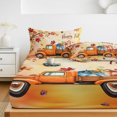 thumbnail image 6 of Twin XL Size Fitted Sheet Set - Happy Fall 2 Piece Bedding Sets 16" Deep Pocket Fitted Sheet with 1 Pillowcases, Orange Truck Maple Branches Thanksgiving Orange Brushed Microfiber Hotel Bed Sheets, 6 of 9