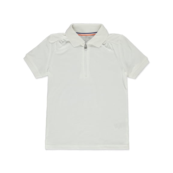 French Toast Girls' Zipper Polo Shirt Color: white Size: 7 - 8