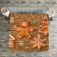 thumbnail image 3 of Ambesonne Gingerbread Man Quilted Bedspread Set 3 Pcs, Watercolor Fun, King Size, Brown Orange White, 3 of 3