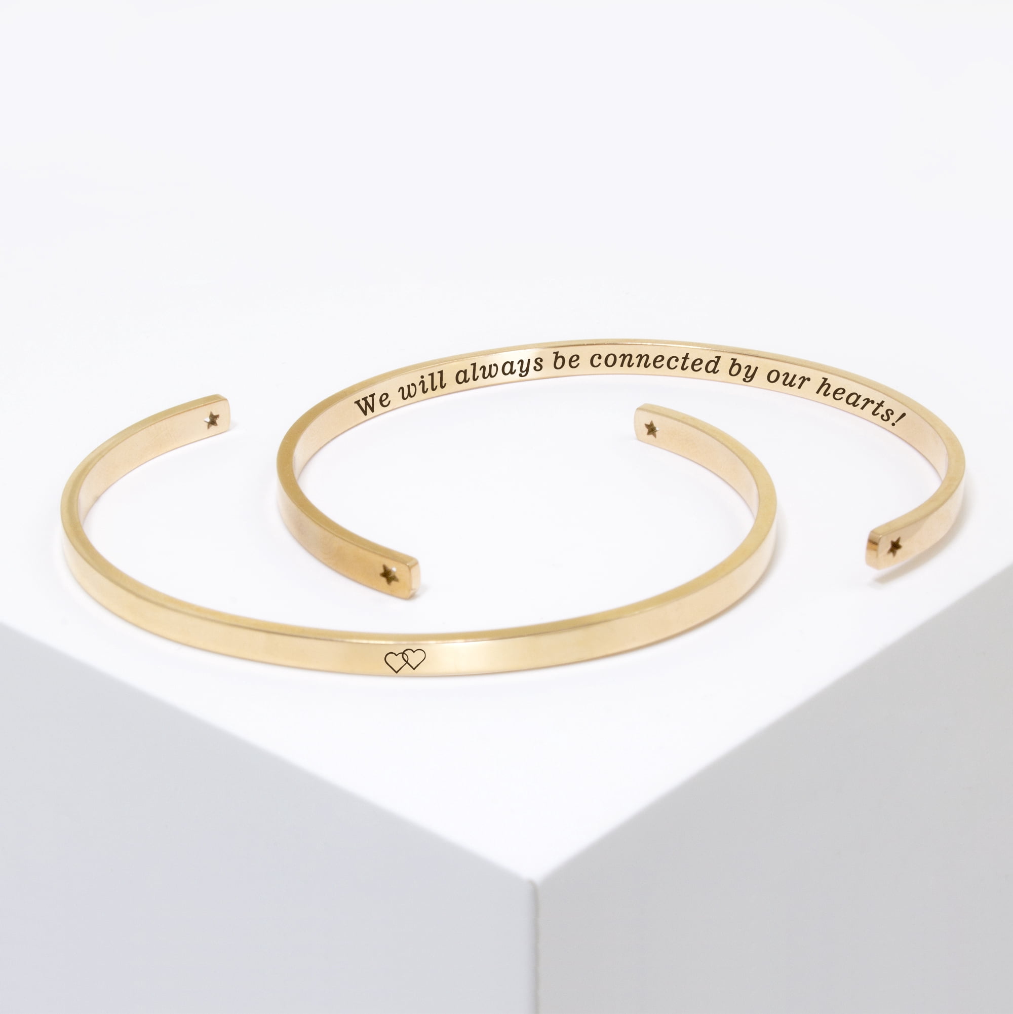 "We will always be connected…" Adjustable Rose Gold Stainless Steel Cuff Bangle Mother's Day Gift Set