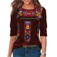 thumbnail image 1 of XXLvision Women Fashion Floral Print Round Neck Long Sleeve Tunic Tops, 1 of 2