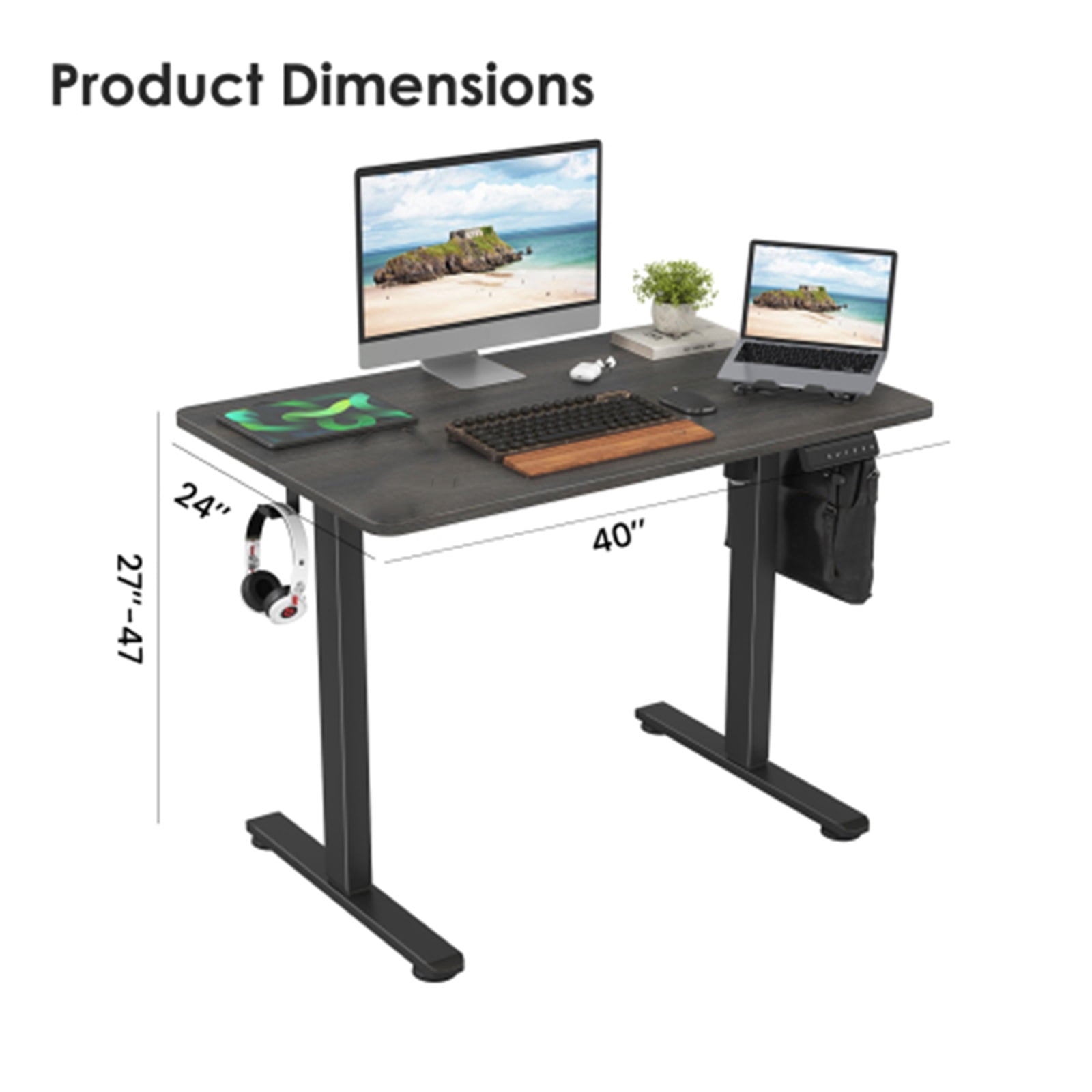 Standing Desks That Raise Up and Down  Large Adjustable Height Raising Desk for Ergonomic Home Office Efficiency