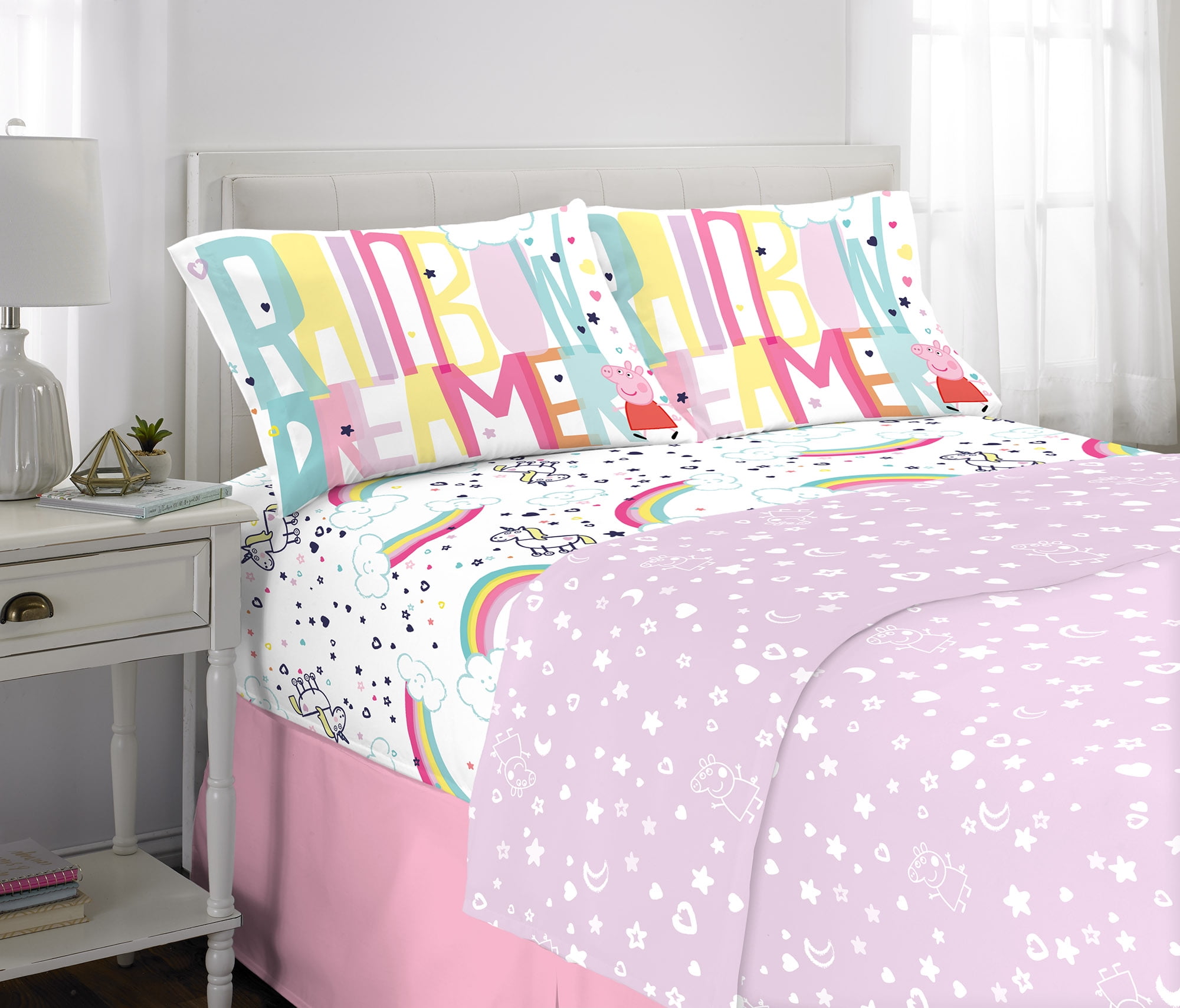 Peppa Pig Sheet Set, Kids Bedding Super Soft Microfiber, 4 Piece FULL