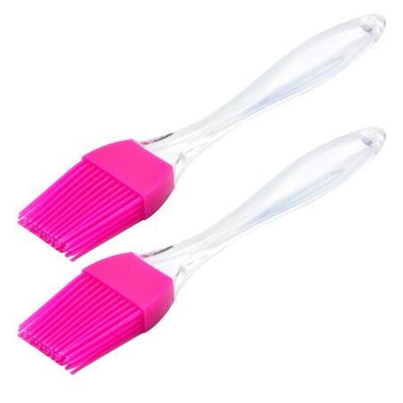 

2pcs Heatproof Silicone Brush with Transparent Handle Oil Sauce Cream Brush for Barbecue BBQ Meat Cakes Pastries (Rose Red)
