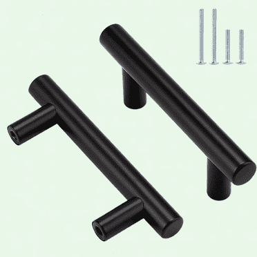 Flat Black Modern Cabinet Handles, 2.5 Inch Hole Centers, 10 Pack