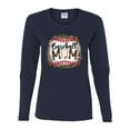 thumbnail image 3 of Baseball Mom Jaguar Print Sports Womens Graphic Long Sleeve T-Shirt, Navy, Medium, 3 of 5