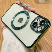 Dteck Case for iPhone 14 Pro Max 6.7 inch 2022, Compatible with MagSafe, Slim Plating Transparent PC Cover Magnetic Rugged Case for iPhone 14 Pro Max,Deep Green