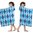 thumbnail image 4 of Light Blue and Dark Blue Argyle Pattern Hooded Bath Towel，50"x30" for Ages 3 To 12 Kids, Quick Dry Lightweight Soft Microfiber Hood Beach Towel Cover Up for Kids, 4 of 7
