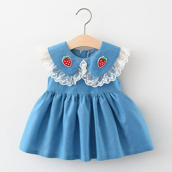 YODETEY Lace Panel Collared Dress for Summer - Toddler Baby Kids Girls Collar Summer Lace Princess Dresses Clothes Sleeveless Cocktail Party Dress