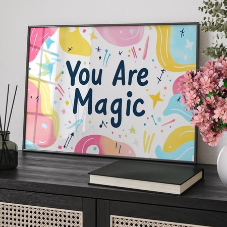 You Are Magic Typography Wall Art, Pastel Affirmation Decor, Unframed Paper Print Size 8x12