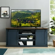 FESTIVO Farmhouse TV Stand for 75" TV, Entertainment Center, Sliding Barn Door TV Stand, 68 inch TV Console Table, Home Living Room Media Console with Adjustable Shelf - Navy Blue