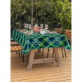 thumbnail image 3 of Outdoor Tablecloth with Umbrella Hole for Patio/Picnic/Party/Camping, Vintage Green Waterproof Table Cloth Rectangle Table Cover Washable, Geometric Tartan Plaid Ethnic Farmhouse (52"x 70"), 3 of 8