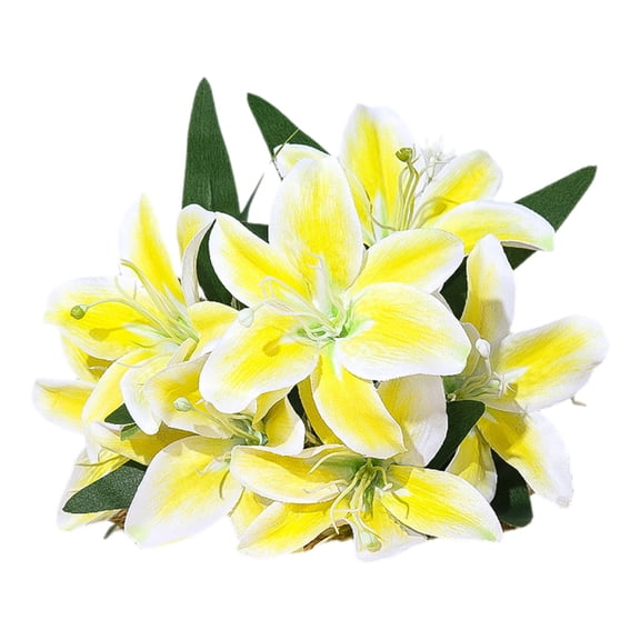 Qholemyo Lily Silk Artificial Flowers Fake Flowers Bouquet For Home Decor Living Room Table Centerpieces Wedding Party