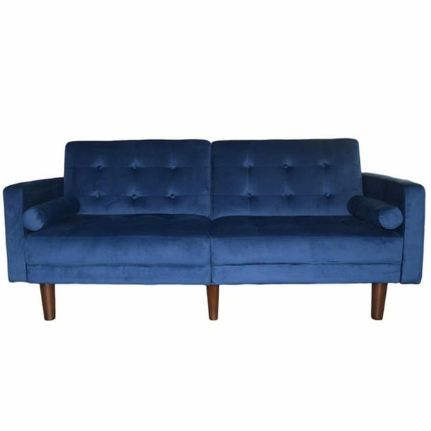 Piscis Futon Sofa Bed Mid Century Tufted Velvet Loveseat Sofa For Home Office Living Room Blue Walmart Com Walmart Com