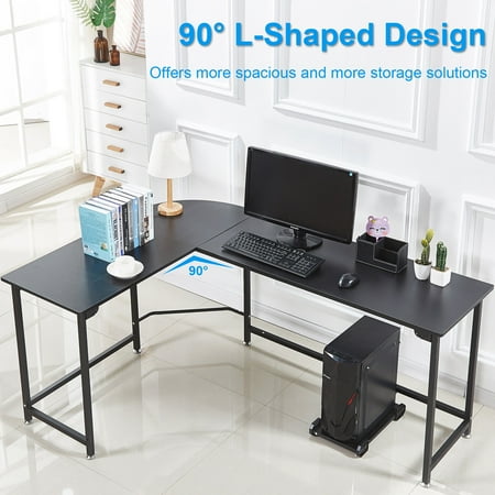 L Shape Corner Computer Desk Pc Wood Steel Laptop Table
