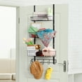 thumbnail image 5 of 3-Tier Over The Door Organizer with Baskets & Hooks - Black Metal Hanging Storage Rack for Kitchen, Bathroom, Pantry, 5 of 6