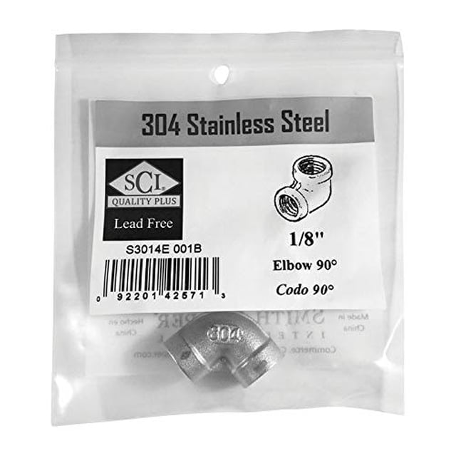 Conexión para manguera Smith Cooper SS 90DEL, 1/8 pulgadas, acero inoxidable