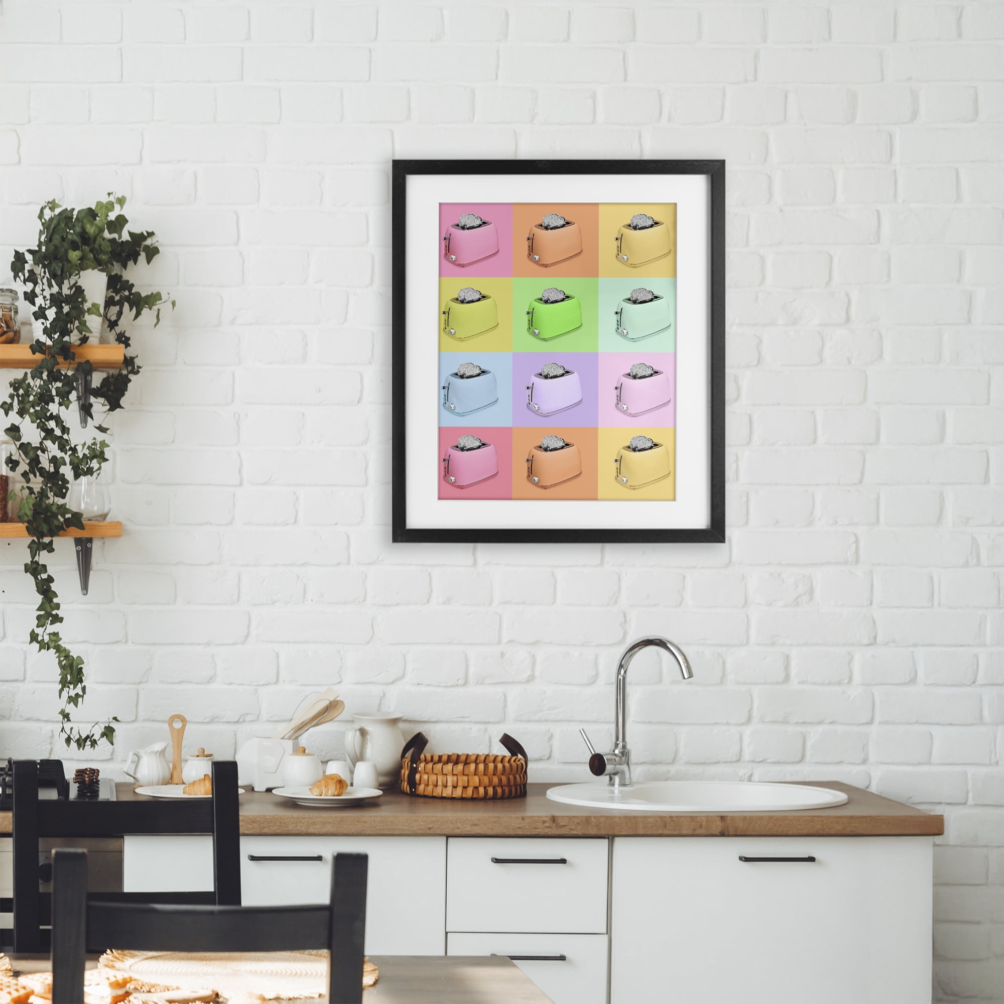 Stupell Industries Disco Toaster Oven Collage Black Framed Print Under Glass, design by LISH Creative