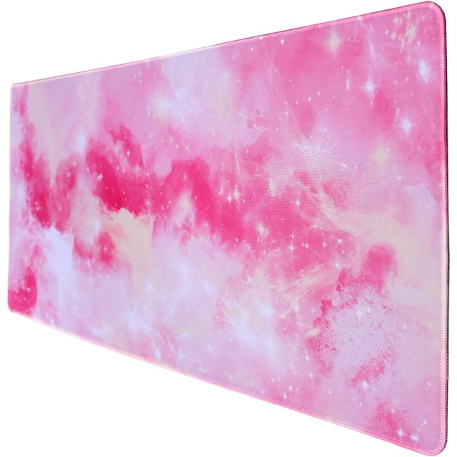 Large Gaming Mouse Pad Pink(35.4x15.7x0.15 in) Extended XL Mouse Mat - Desk Pad Stitched Edge for Home Office Gaming Work Big Computer Keyboard Mouse Mat Desk Pad with Non-Slip Base (Pink)
