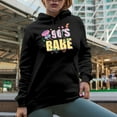 thumbnail image 2 of 90s Babe, Retro Geometric Art, Black Hooded Sweatshirt or Hoodie, Small, 2 of 5