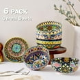 thumbnail image 4 of Ceramic Cereal Bowls Set of 6, 28 oz Bohemian Soup Bowl, Colorful Bowls Set for Kitchen, Dessert Bowls for Salad, Pasta, Oatmeal, Ramen, Oatmeal, Fruit, Dishwasher & Microwave Safe, 4 of 7