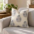 thumbnail image 3 of OCCOA Vintage Floral Print Throw Pillow Cover, Soft Linen Cushion Case for Sofa Couch Bed, 4 Colors Neutral Farmhouse Home Decor, Blue, 3 of 7