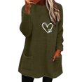 thumbnail image 2 of Qertyioot Hauts Grande Taille pour Femmes, Blouse à Manches Longues Chaude pour Femmes à Col Rond et d'Hiver, Ample, Imprimée, avec Poche, 2 of 4