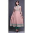 thumbnail image 2 of Bimba Robe Anarkali Damassée Rose Pâle Saumon pour Femmes Kurti Imprimé Ethnique Indien Longue Kurta Robe de Soirée Petite, 2 of 6