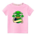 thumbnail image 2 of Lilgiuy Toddler Boys Girls St. Patrick's Day T-Shirts Shamrock Clothes Tee Shirt for Kids Short Sleeve Crewneck Cotton Pullover Tops for Beach Hawaiian (Pink), 2 of 5